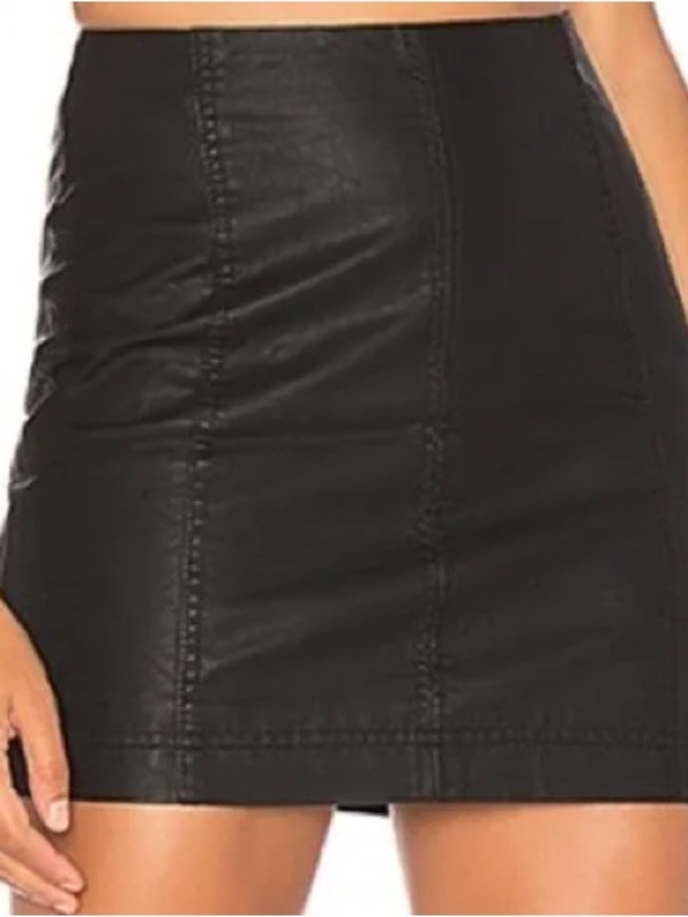 Free People Black Faux Vegan Leather Modern Femme Mini Skirt 4